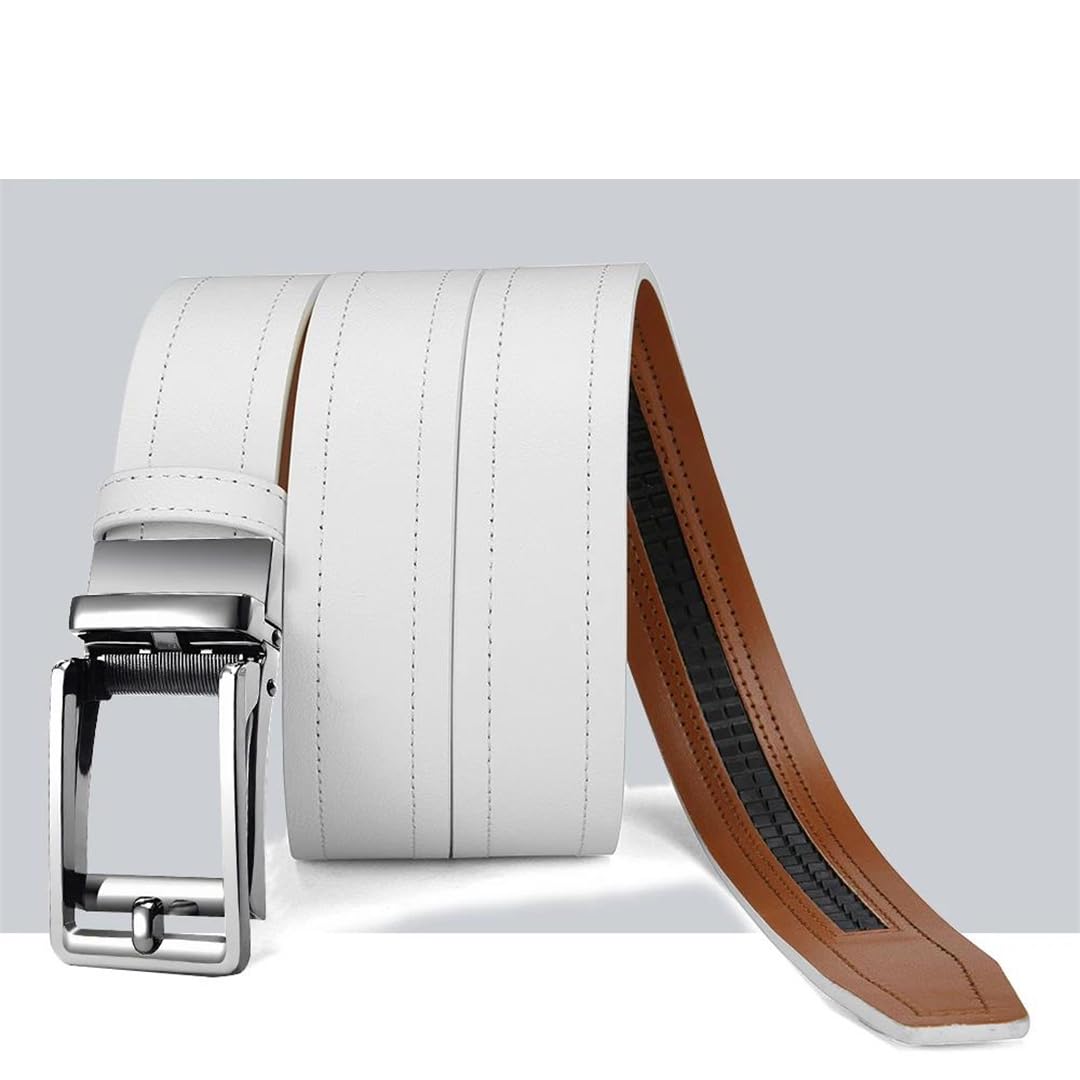 Yeuyyben Cinturón de cuero genuino para hombre, hebilla automática, ajustable, cinturón de trinquete casual de negocios