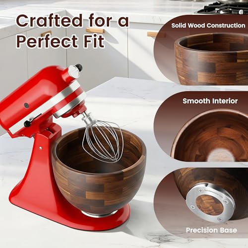 Tazón de Mezcla de Madera de Acacia Sólida 5 Qt miniatura 5