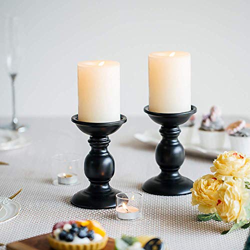2 Pcs Black Pillar Candle Holders, Most Ideal For 3" Pillar Candles, Gifts For Wedding, Party, Home, Spa, Reiki, Votive Candle (2 X S) #TOP2