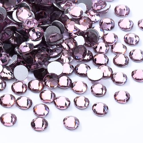 Image of Light Amethyst Flatback Rhinestones, Glass Rhinestones for Nail Art and Craft, Glue Fix, Loose Crystal Gemstones(Lt.Amethyst, SS30, 288pcs, 6.4-6.6mm)