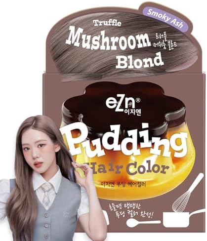eZn Pudding Hair Dye, Ammonia-Free, Semi-Permanent DIY Korean Hair Dye Color with Keratin, Odorless Gentle for Sensitive Skin No Skin Irritation (Mushroom Blond)