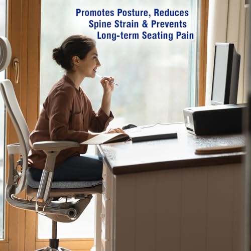Image of Memory Foam Orthopedic Seat Cushion for Office & Home Chair, Car Seat, Desk Chair Cushion for Sciatica, Hip & Coccyx Pain Relief, Long Sitting Office Workers