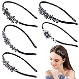 Ainvhh 5 Pack Crystal Hair Band for Women, Pearl Crystal Flower Headbands Girl Fashion Hairband Leaf