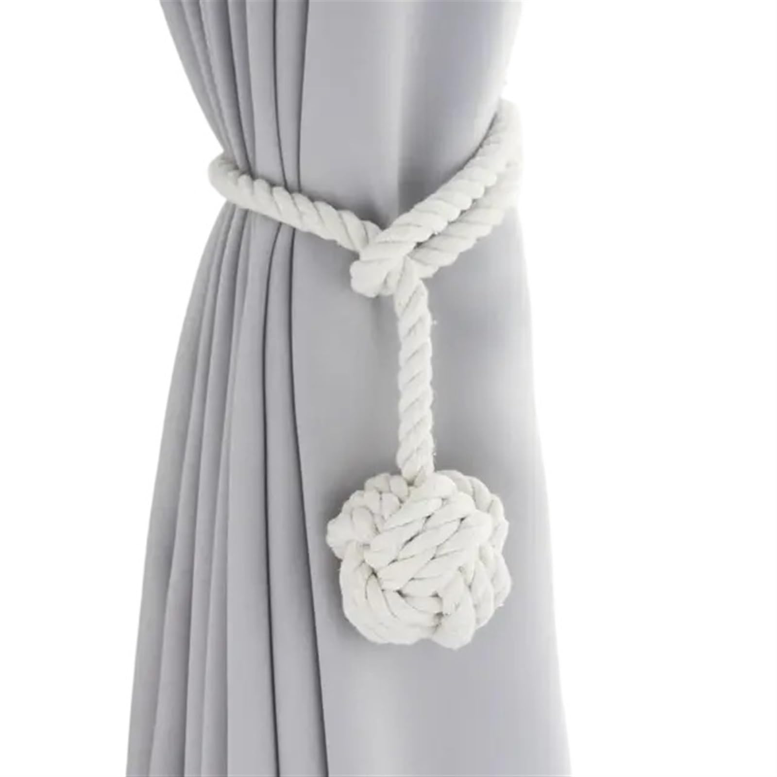 YXINAER Rope Curtain Tie Backs Curtain Tiebacks Handmade Natural Cotton Rope Round Finial Drapery Tie Backs Decor Holders for Window Curtain(Beige)