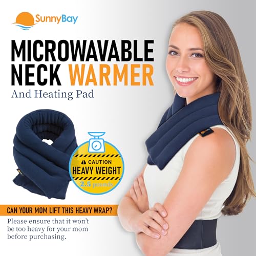 Image of SunnyBay Microwave Heating Pad, 26 inch Long Microwavable Neck Wrap & Heat Pack for Moist Hot Therapy, Heated Neck Warmer for Neck, Shoulder & Back Pain Relief, Flaxseed Filling, 26x6, Navy Blue