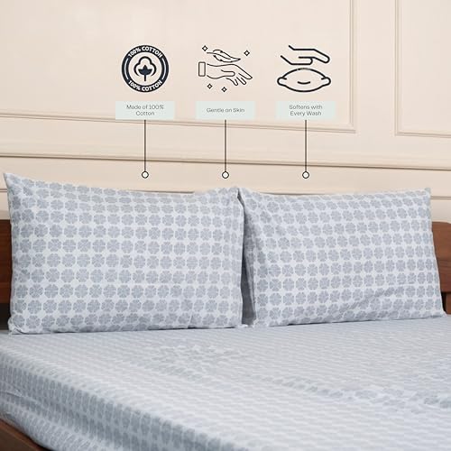 Image of Amazon Brand - Umi Cotton Elastic Fitted Bedsheet, King Size 78x72 Inches, Elastic Fit Bed Sheet, 10 Inch Deep Pocket, Soft Breathable Bedding, Durable Easy Care, with Pillow Cover-Imperial Crown