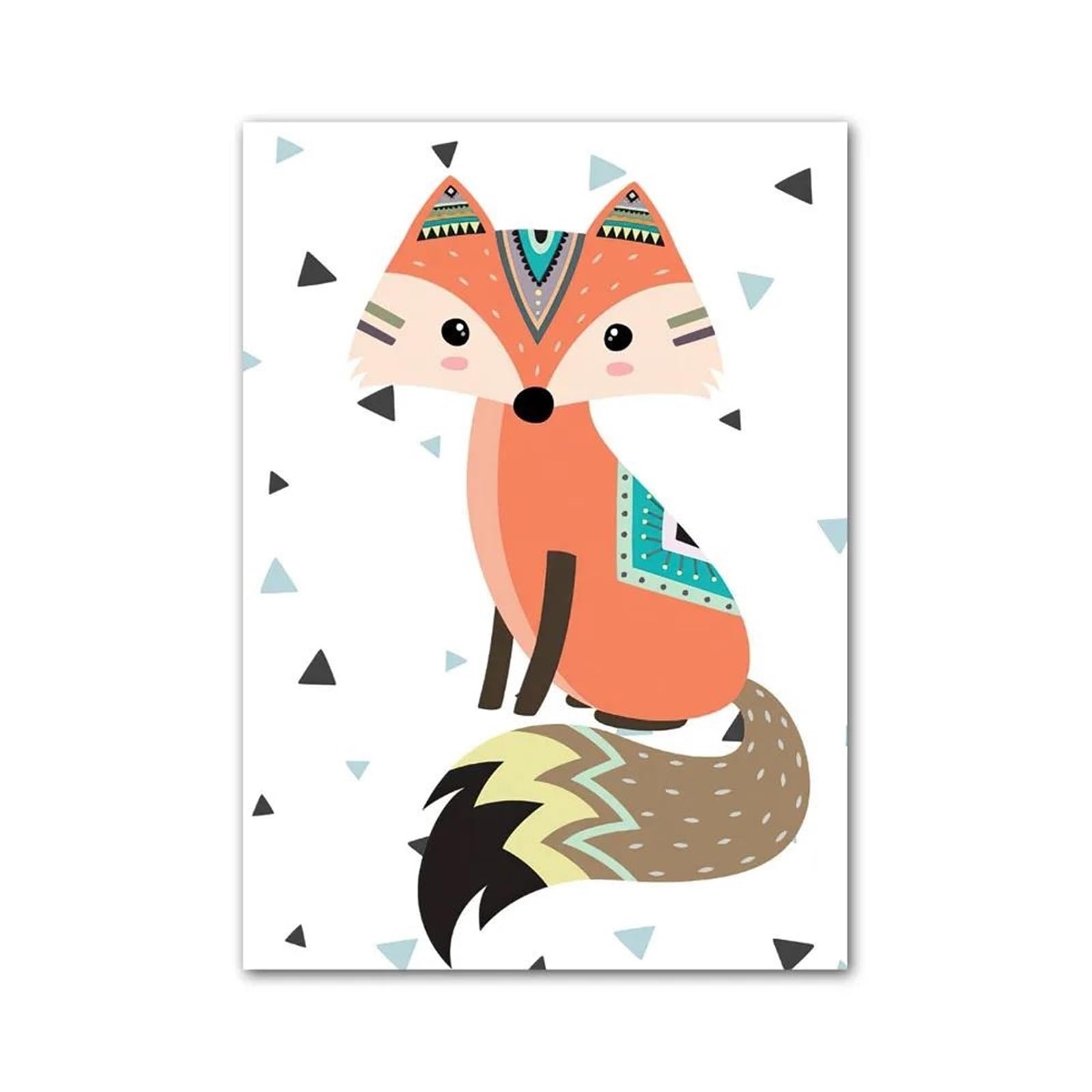 XENITE Wall Art Canvas Prints Kawaii Bear Deer Owl Fox Monkey Feather Nursery Animal Posters No Frame Wall Art Canvas Prints Pictures Kids Room Decor(A,40x60cm)