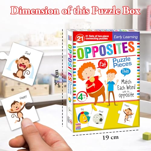 Image of Opposite Match Jigsaw Puzzle Connecting 2-piece (Set of 21 pcs) for Kids, Childrens and Toddlers - Early Learning Educational Brain Booster with Fun and Engaging - Ages 4+