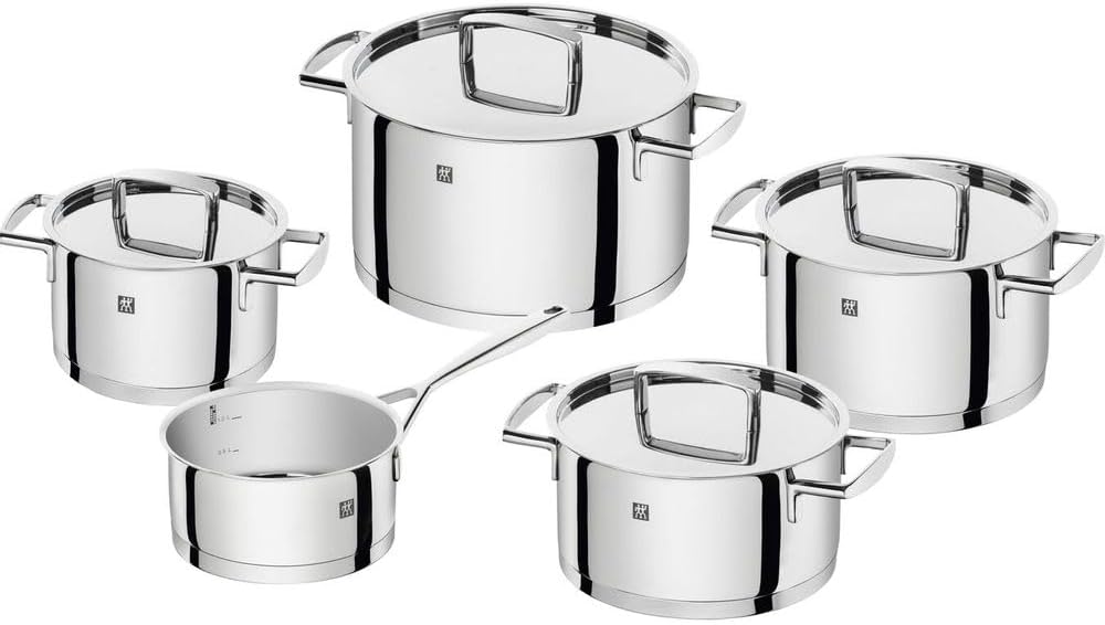 5-piece Pot-Set, with 4 Lids, Suitable for Induction, Stainless Steel, Passion,60 x 50 x 30 cm