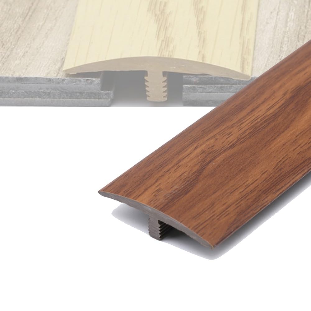 35.4in T-Molding Floor Edging Trim Strip, PVC Doorway Threshold Strip, Cuttable Flooring Transition Floor Gap Connecting Strips(Thai Teak)