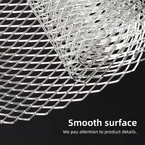 Image of AggAuto Universal 40 inchx13 inch Car Grill Mesh - Aluminum Alloy Automotive Grille Insert Bumper Rhombic Hole 10x20mm, One of the Most Multifunctional Shape Grids Silver