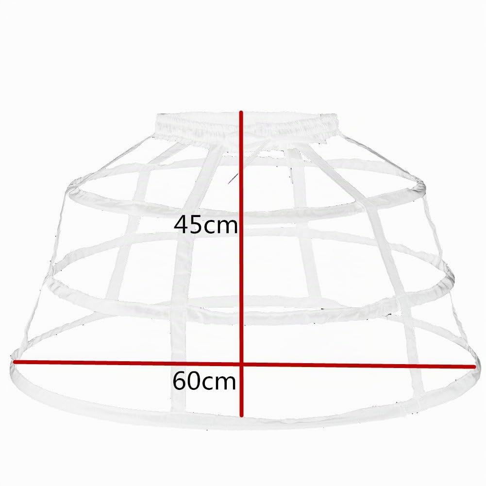 GRACEART 3 Jupe de Cerceau Jupon Sacoche Cage Jupe bordereaux de Mariage (Blanc) Taille Unique