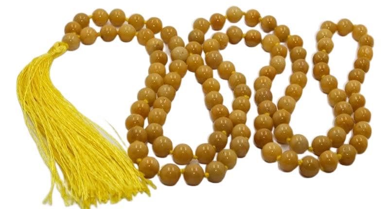 Mala 108 perles jade pêche gris 10mm collier méditation yoga