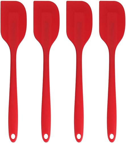 Miniatura 1 de Ousyaah Juego de espátulas de silicona (paquete de 4, 10 pulgadas), espátulas de goma flexibles resistentes al calor, diseño sin costuras, espátula