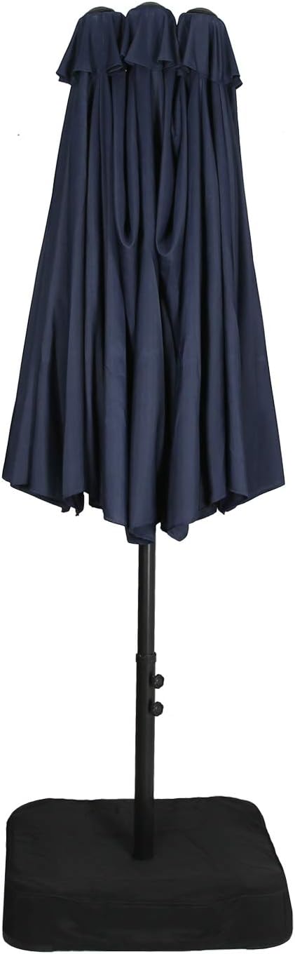 15 Ft Double-Sided Patio Umbrella Outdoor Market Umbrella with Crank, Umbrella Base Included, Navy