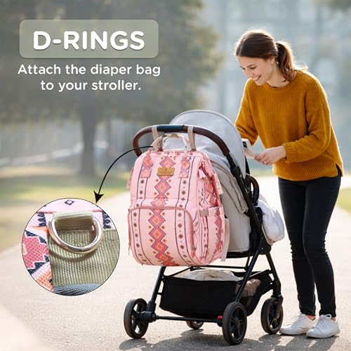 Image of Motherly Patented Diaper Bag Backpack for Moms | Waterproof Baby Travel & Maternity Bag | Spacious Nappy Bag with Multiple Compartments, Insulated Bottle Pockets & Warranty (VivaLuxe Series, Pink)
