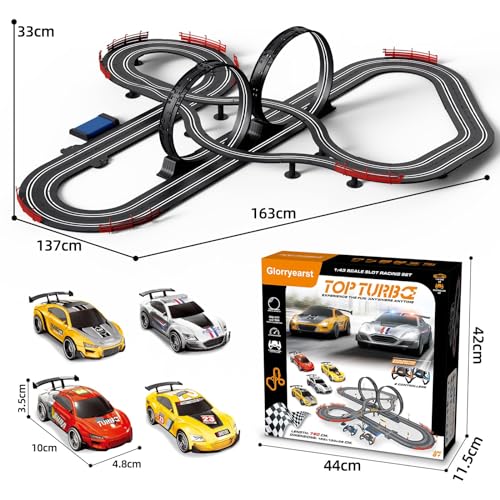 Glorryearst A49-10 Slot Car Race Track For Boys And Kids 1:43 Scale Electric Powered Dual Racing thumb #5