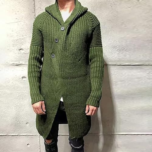 Men's Cardigan Sweater Lightweight Warm Hooded Knitted Sweaters Long Cardigans Slim Fit Button Knit Outerwear2
