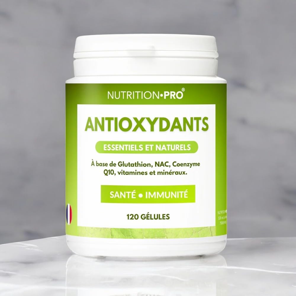 Antioxydants - 60 gélules | Protection cellulaire • Anti-âge | Glutathion, NAC, Q10, Vitamines | Lutte contre le vieillissement | Fabriqué en France | Nutrition pro