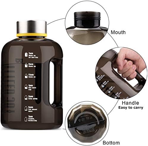 VENNERLI Water Bottles 2.2l Sports Water Bottle with Time Markings - BPA Free Xl Jug Leak Free Large with Handle Durable Reusable for Gym, Training, Hiking, Travel, Office, School