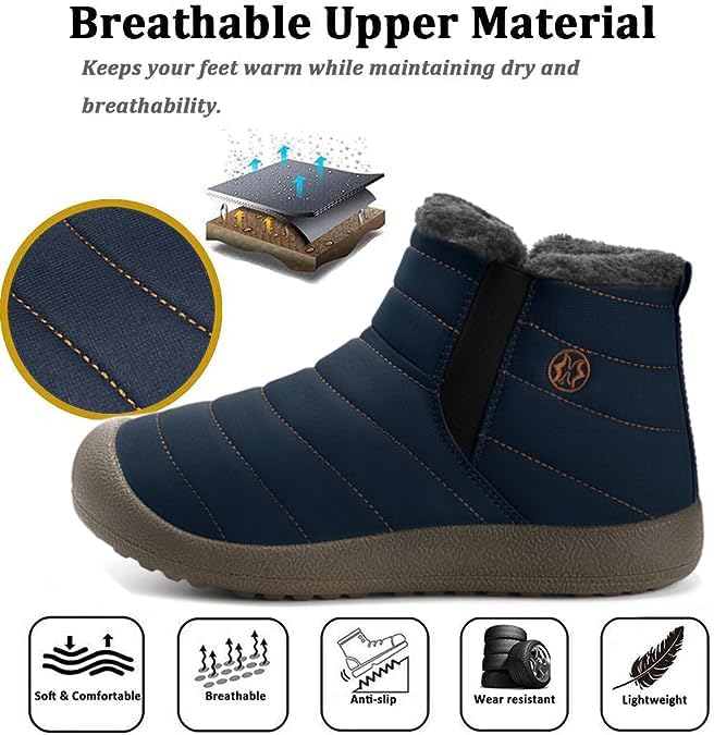 Womens Mens Snow Boots Winter Shoes Slip On Ankle Booties Anti-Slip Water Resistant Fully Fur Lined Outdoor Sneakers - Image 3