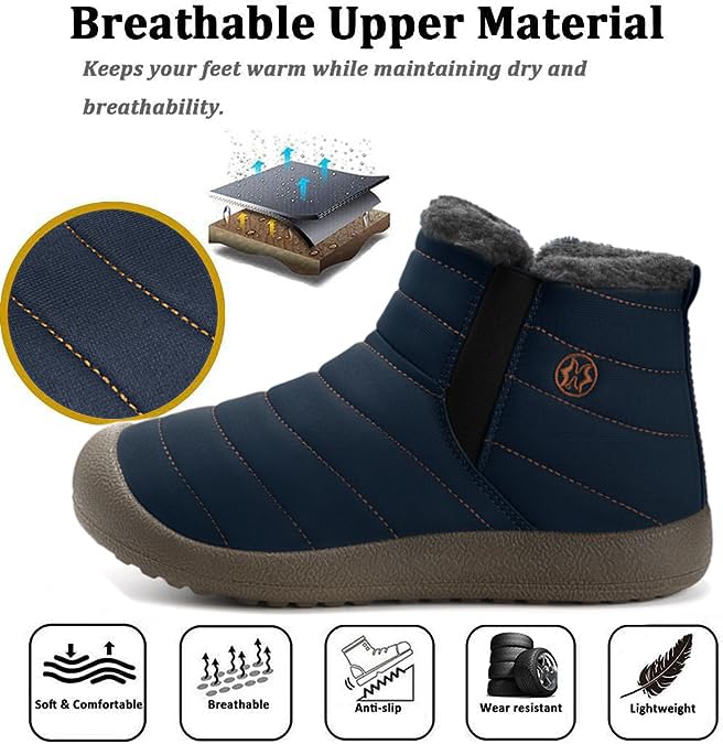 Eagsouni Womens Mens Snow Boots Winter Shoes Slip On Ankle Booties Anti-Slip Water Resistant Fully Fur Lined Outdoor Sneakers2