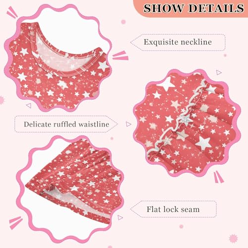 KLL Red Stars Toddler Girls Easter Dress Fashion Jumper Skirt Comfy Outfits Soft3