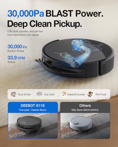 Image of ECOVACS DEEBOT X11S OMNICYCLONE Robot Vacuum & Mop, 30000Pa Blast Suction | rueEdge Instant Self-Washing Roller, Bagless Station, 3-Min PowerBoost Charging, ZeroTangle, AI Obstacle Avoidance, YIKO