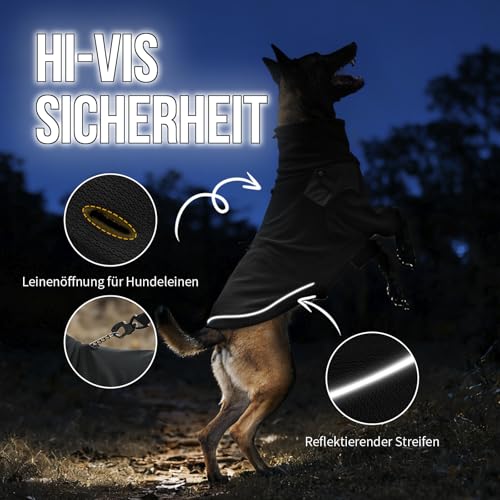 OneTigris Hundepullover, Hundemantel Fleece mit Beinschlaufe und Geschirrloch, Praktisch für die Ausscheidung, Rollkragen Strick Pullover, Recyceltes Polyester, Stretch Hundejacke, S, 8.5-12.5kg