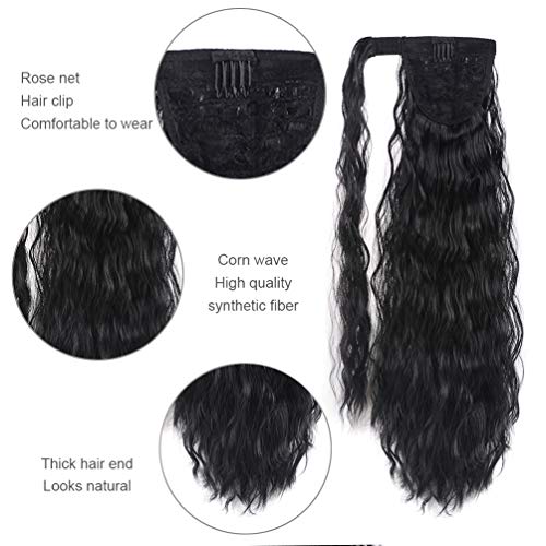 Yeame YDM-US09013 Corn Wave Ponytail Extension Clip In - 22 Inch Long Wavy Curly Wrap Around Pony Tail Heat Resistant Synthetic Hairpiece thumb #2