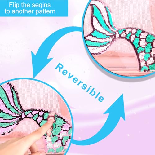 Image of AGSDON 3PCS Clear Backpack for Girls, Kids Mermaid Transparent Backpack with Heavy Duty PVC, See Through Backpacks with Lunch Bag-Pink