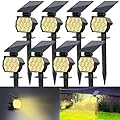 Flaow Solar Spot Lights Outdoor, [8 Pack/50LED] Solar Lights Outdoor Waterproof IP67, Dusk-to-Dawn 3 Lighting Modes Adjustable Landscape Spotlight for Garden, Yard, Pathway