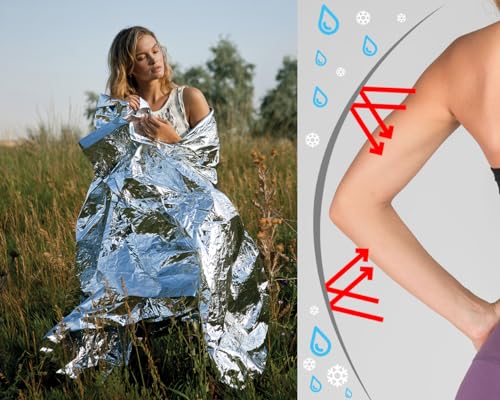 Image of DS. DISTINCTIVE STYLE 4 Pack Emergency Blanket, Thermal Blanket for Survival, Emergency Supplies Space Blanket Perfect for Outdoors, Hiking, Survival, Marathons, or First Aid, Silver