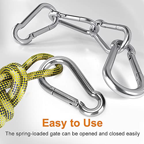 Renext 4 Pack 2 Inch Stainless Steel 304 Spring, Snap, Link, Hook, Clip Carabiner-Keychain, Keyring/Camping/Fishing/Traveling/Hiking/Dog Leash.etc. Set Of 4 (Not Used For Climbing) #TOP4