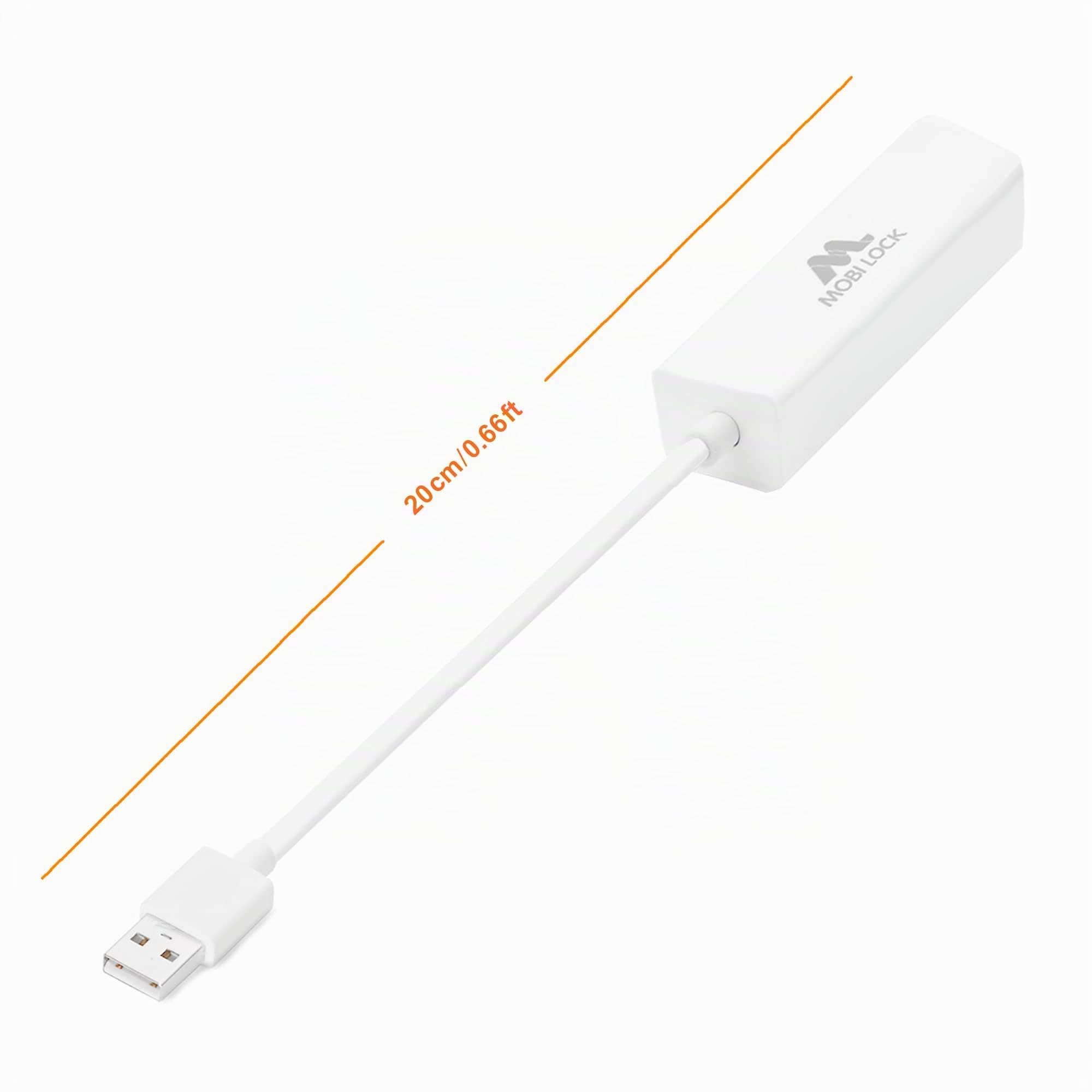 Mobi Lock Adaptateur Réseau USB Ethernet USB 2.0 pour Ordinateurs Portables Windows 7-11 Mac OS X