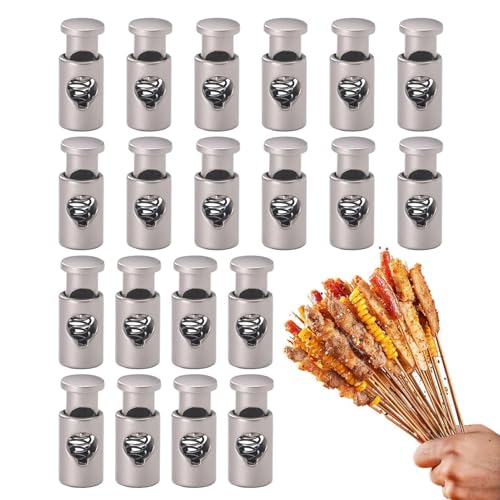 Clips para pinchos de barbacoa y rejilla | 20 pinzas de muelle portátil parrilla, clip de fijación para pinchos barbacoa | Apto para exterior tienda camping césped mar viaje camping mujeres hombres