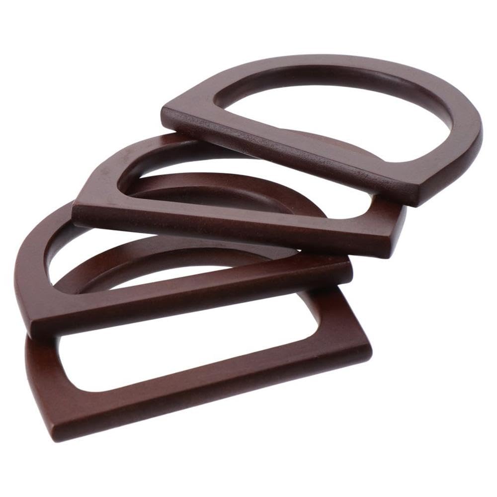 Uniquer 4 Pcs D-Shaped Handbag Purse Handle, Wooden Bag Handle Replacements for Handmade Hand, Beach Bag, Straw Bag