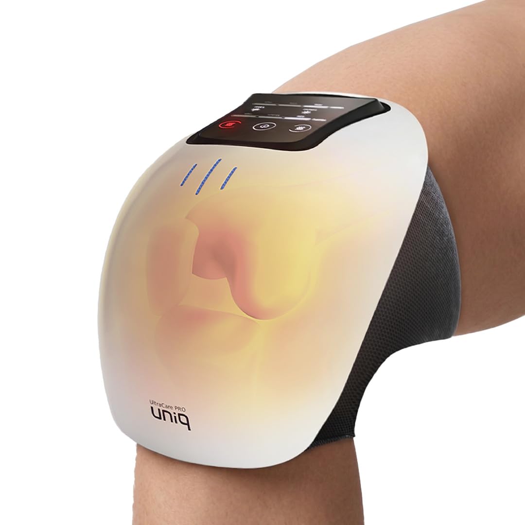 UltraCare PRO UNIQ Knee Massager - 1 Year Warranty - Joint & Muscle Pain Relief - Heat, Vibration, Infrared & Laser Therapies - Rechargeable - Arthritis Massager - Portable & Lightweight