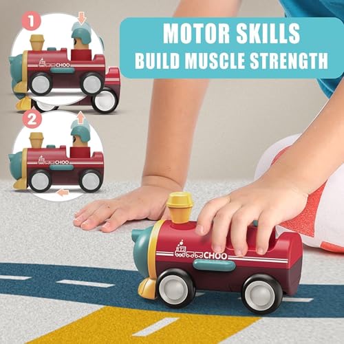 Image of SPITEN Pack of 4 Toy Cars Push and Go Play Set Friction Powered Car Pull Back Vehicles Transport Press and Go Gifts for Babies Toddlers Kids Boys Girls