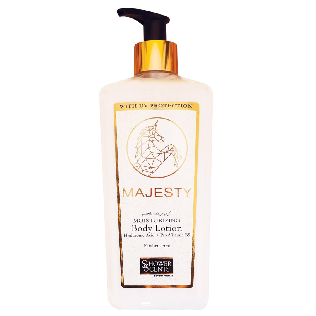 Majesty Paraben-Free Moisturizing Body Lotion with Hyaluronic Acid, Pro-Vitamin B5, Vitamin E and UV Protection 312ml