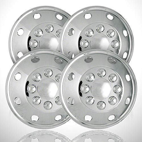 4-Pack of 16' Metal Clip Retention Chrome 8 Hole Wheel Simulators