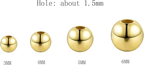 Miniatura 2 de 120 cuentas espaciadoras de metal de color dorado de 0.118, 0.118, 0.118 y 0.236 pulgadas, cuentas sueltas de acero inoxidable 304, cuentas sueltas