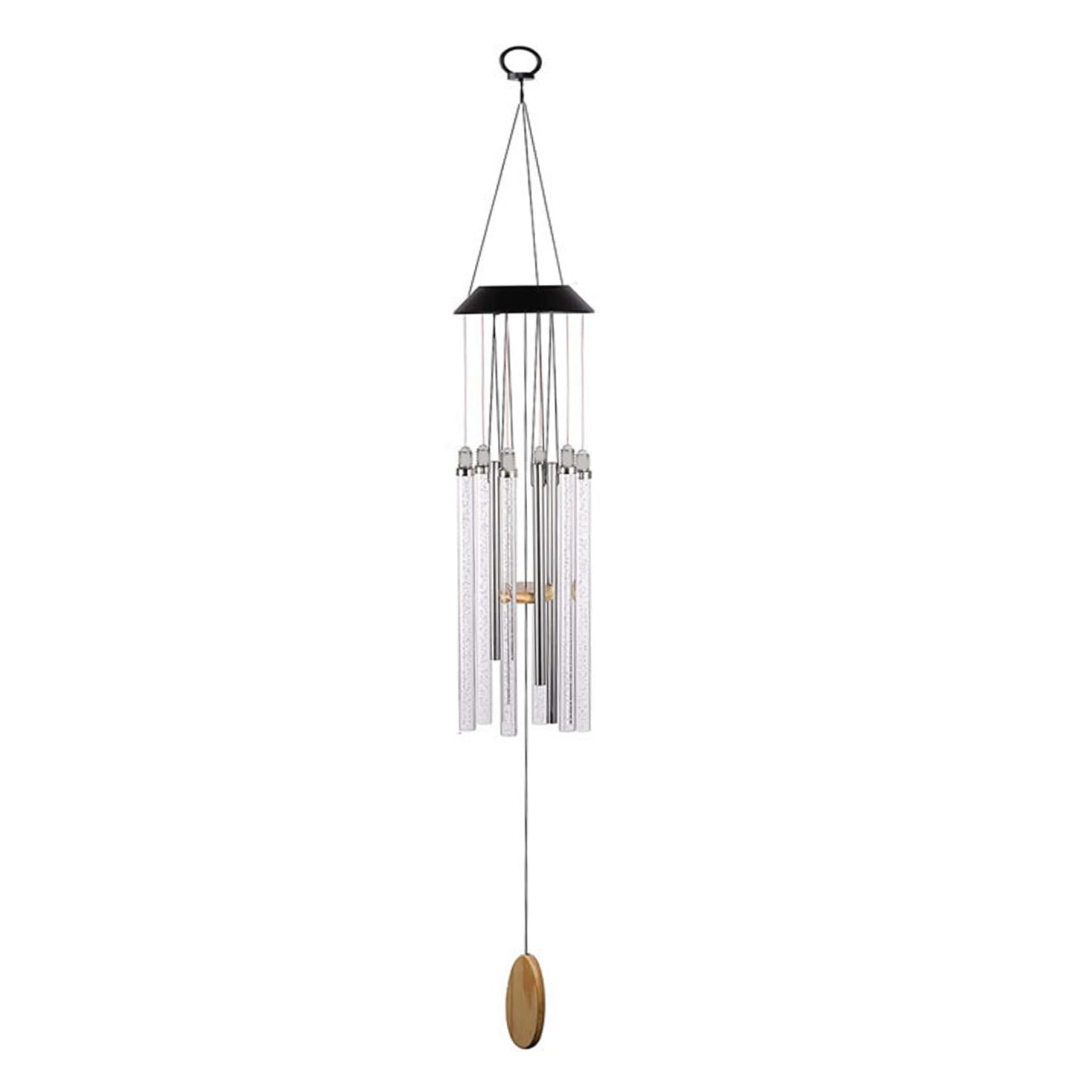 Carillon solaire à vent extérieur avec 6 tubes LED étanches