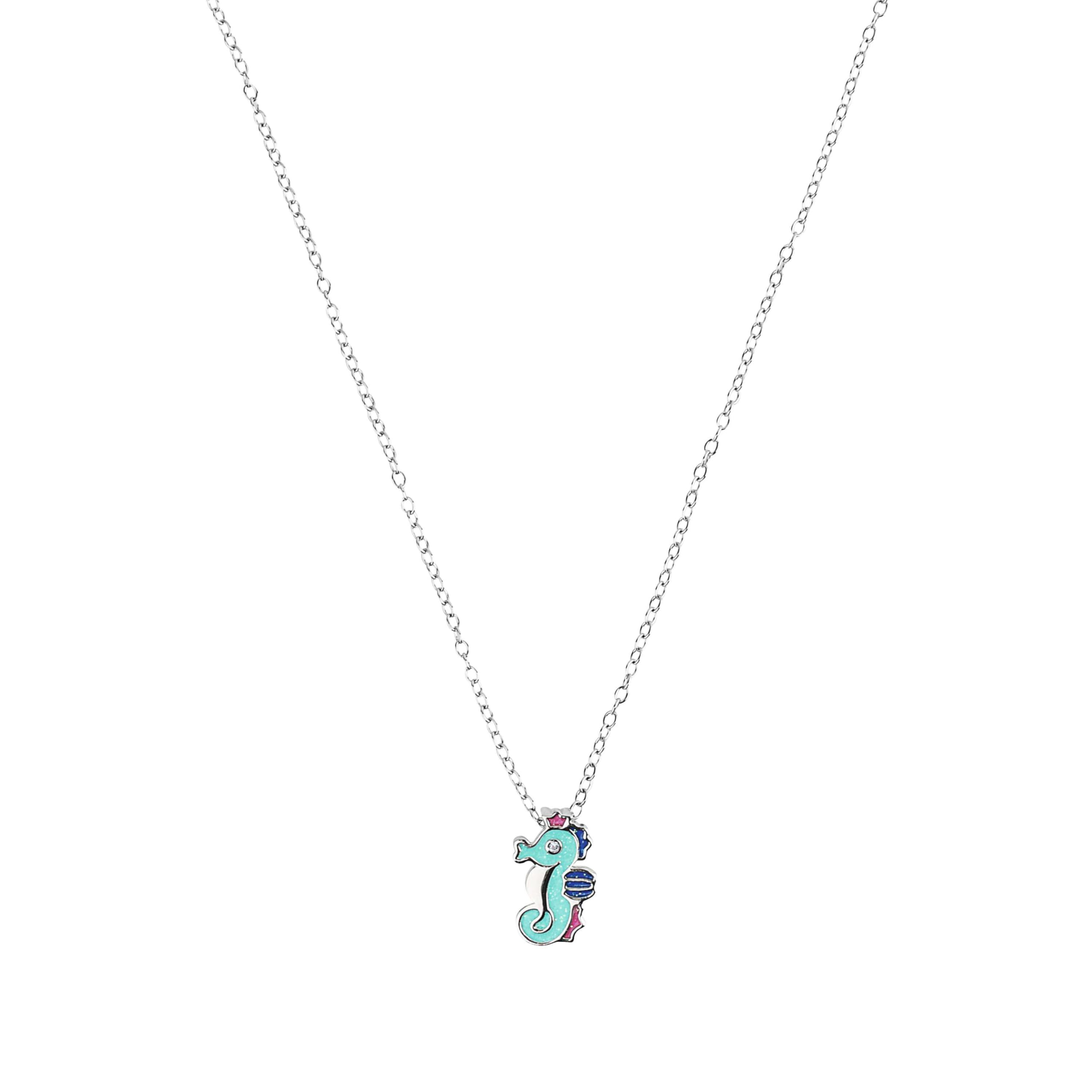 Prinzessin Lillifee Kette mit Anhänger für Mädchen, Sterling Silber 925, mit Zirkonia, 35+3 cm, silber, Seepferdchen, Kinderschmuck, Geschenkidee, kommt in Schmuck Geschenk Box, 2101014