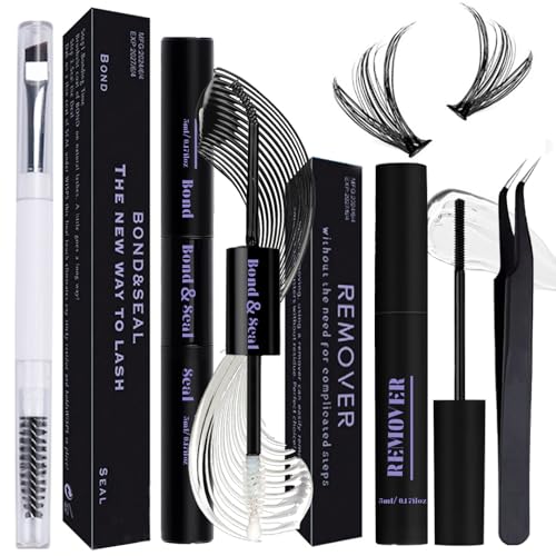 Cils Individues Lash Bond et Seal Kit 4 Pièces Colle de Cluster Imperméable à l'eau 72 Heures de Fixation et d'étanchéité Mascara Remover