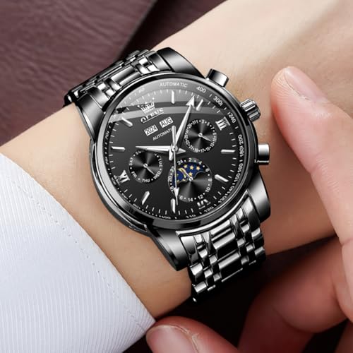 Image of OLEVS Mens Automatic Watches Skeleton Mechanical Self Winding Luxury Fashion Dress Wrist Watch Luminous Waterproof