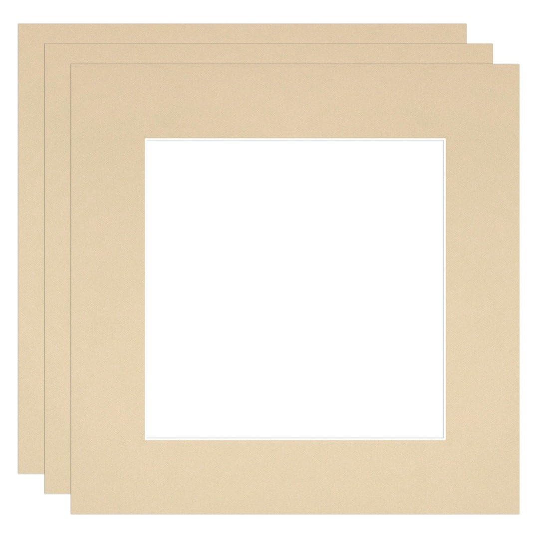 Procut Global 6x6" Ivory Picture Mounts to Fit 4x4" Aperture - Precision Cut Cardboard Photo Mount - Ideal for Frames, Prints, Artwork & Certificates - Sizes & Colours Available - 3 Pack
