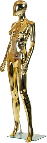Vestido de maniquí femenino dorado de 70 pulgadas, soporte de torso de maniquí, maniquí realista de cuerpo completo para tiendas de ropa al por