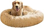 Mirkoo Long Plush Comfy Calming & Self-Warming Bed for Cat & Dog, Anti Anxiety, Furry, Soothing, Fluffy, Washable, Abbyspace, Marshmellow Pet Donut Bed