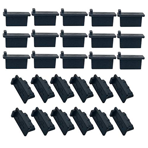 Luckkyme 50Pcs Ethernet Hub Port HDMI Anti Dust Cover Cap Protector Plug, Black